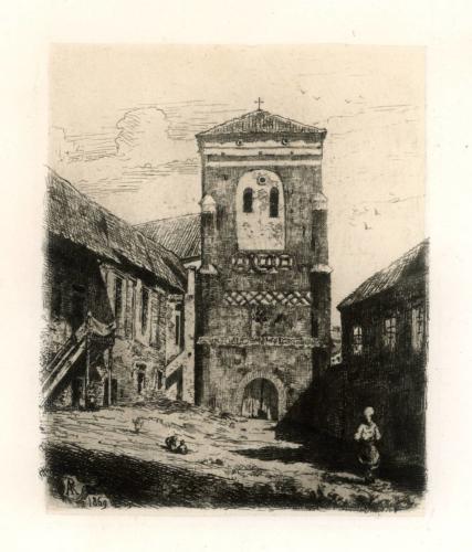 Alfredas Riomeris. Vilniaus pranciškonų bažnyčios varpinė. 1869